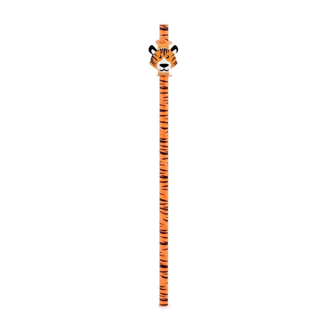 12pcs Kikkerland Safari Animals, Tiger, Lion, Zebra, Biodegradable Paper Straws Image 3