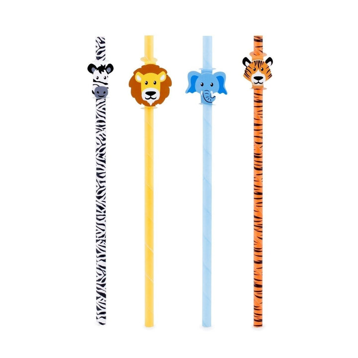 12pcs Kikkerland Safari Animals, Tiger, Lion, Zebra, Biodegradable Paper Straws Image 6