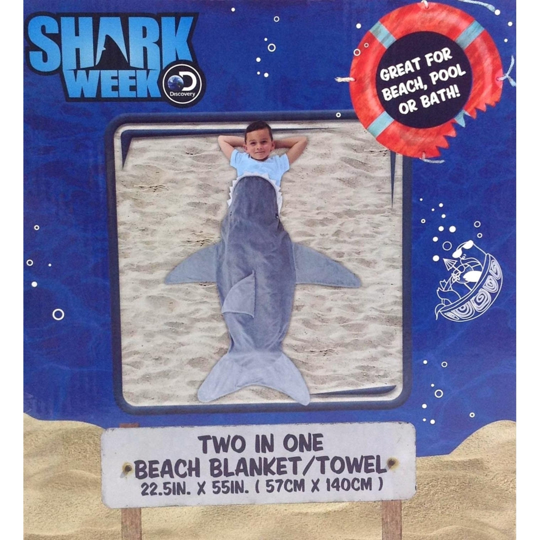 Discovery Shark Week 2-in-1 Soft Absorbent Beach Blanket / Towel 22.5" x 55" Image 3