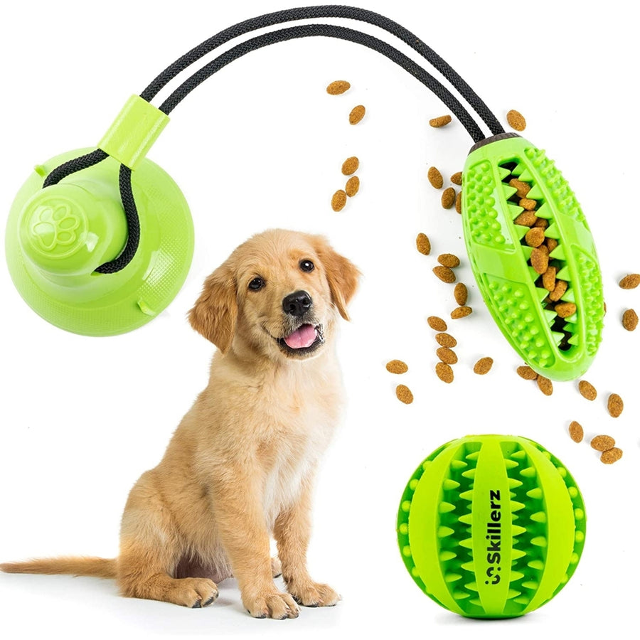 Suction Cup Dog Toy Chews - Durable Rubber Multifunctional Rope Food Dispensing Bite Toy with Suction Cup and Play IQ Image 1