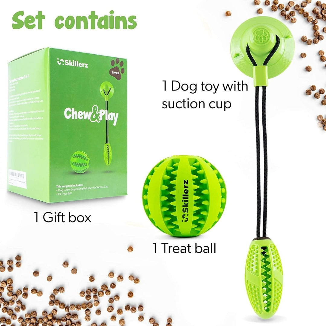 Suction Cup Dog Toy Chews - Durable Rubber Multifunctional Rope Food Dispensing Bite Toy with Suction Cup and Play IQ Image 2