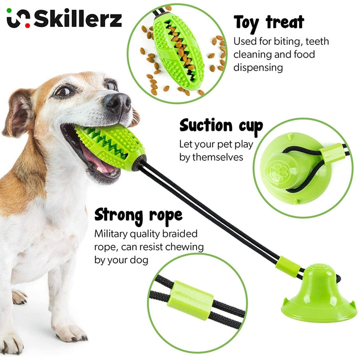 Suction Cup Dog Toy Chews - Durable Rubber Multifunctional Rope Food Dispensing Bite Toy with Suction Cup and Play IQ Image 5