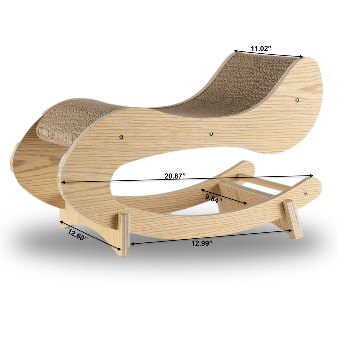 Armarkat S1302 Wooden Cat Rocking Chair Detachable Swing Natural Poplar Wood Image 3