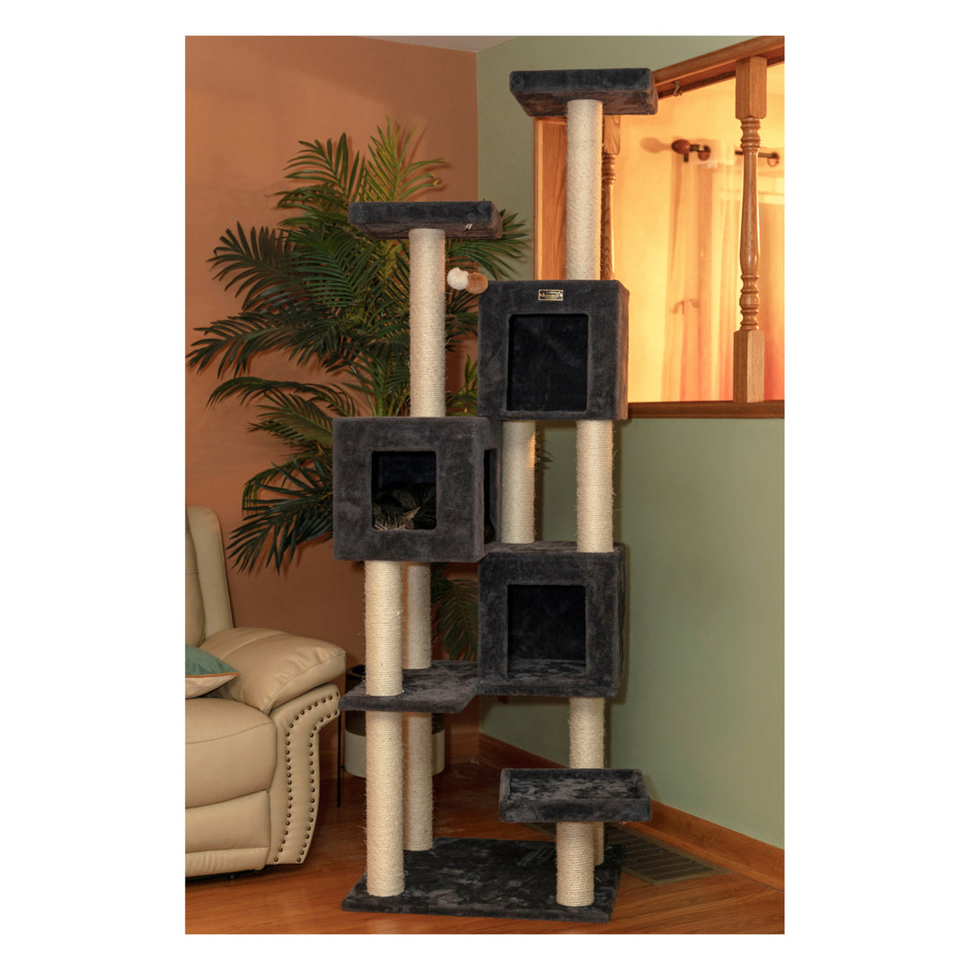 Armarkat Cat Tower Extra Large Gray Wood Cat Tree Multiple Condos A8104 Image 4