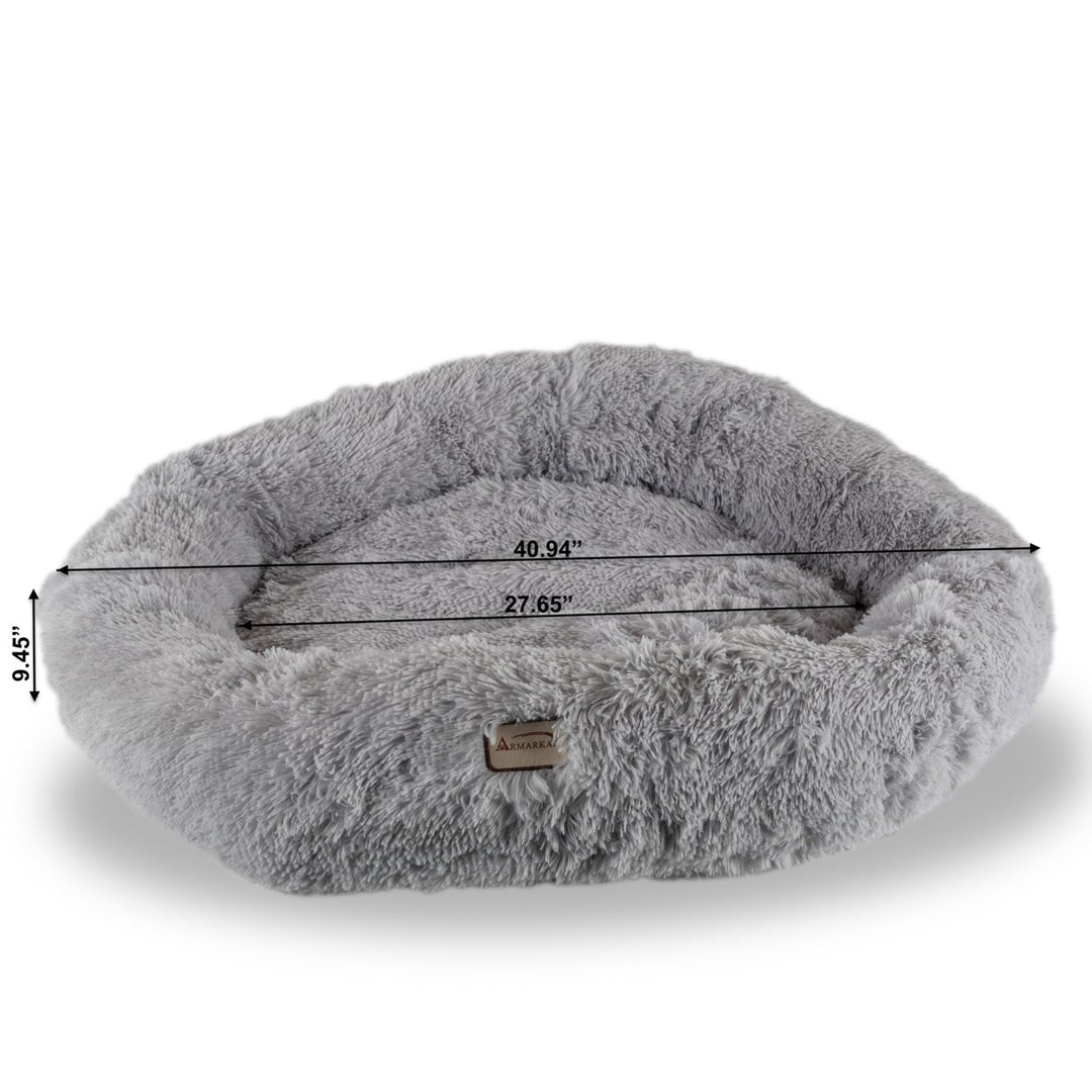 Armarkat Extra Large Gray Fluffy Round Cat Bed C71NHS Soft Cozy Donut Design Image 3