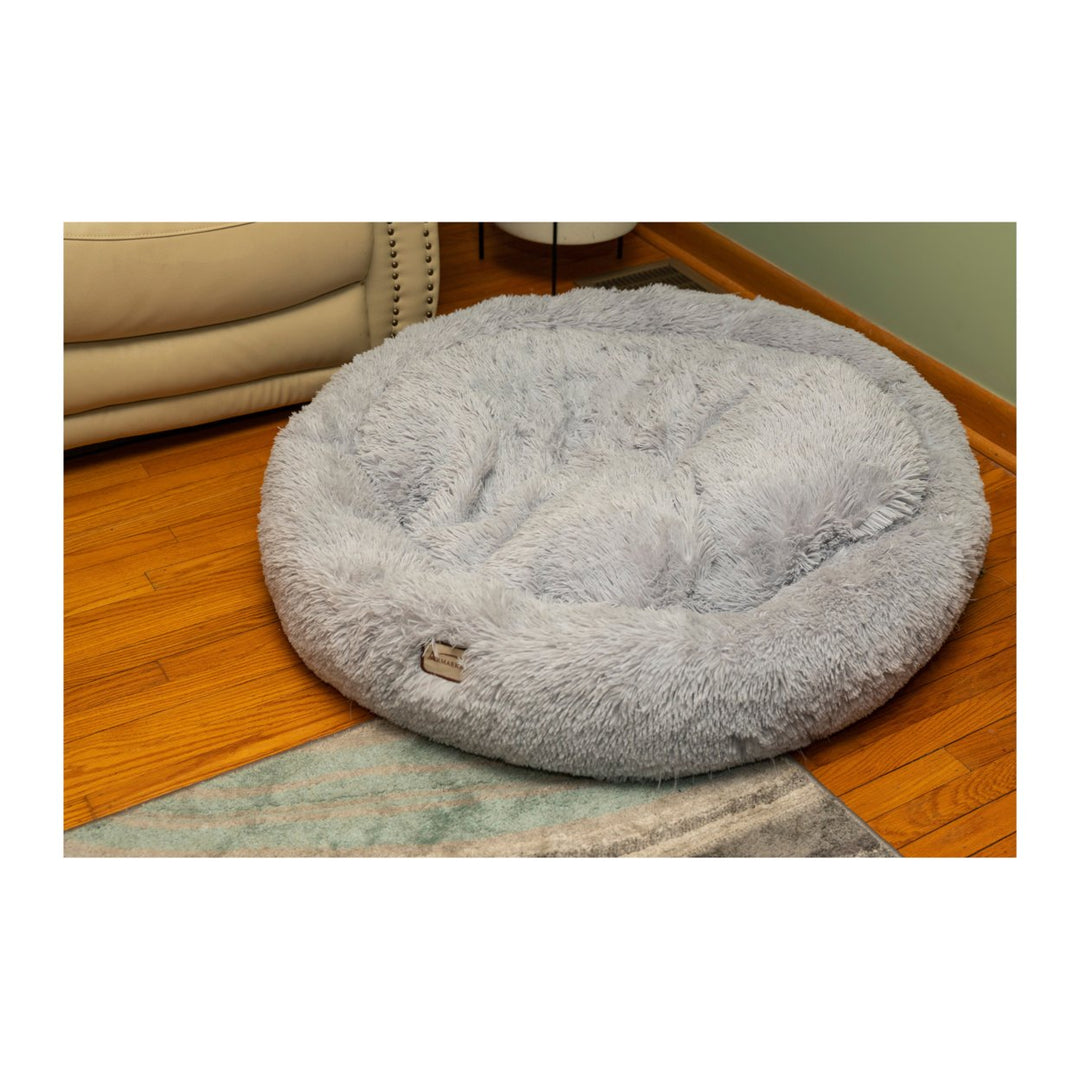 Armarkat Extra Large Gray Fluffy Round Cat Bed C71NHS Soft Cozy Donut Design Image 5