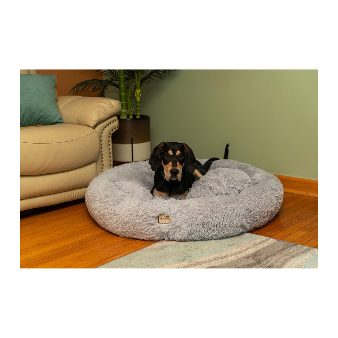 Armarkat Extra Large Gray Fluffy Round Cat Bed C71NHS Soft Cozy Donut Design Image 6