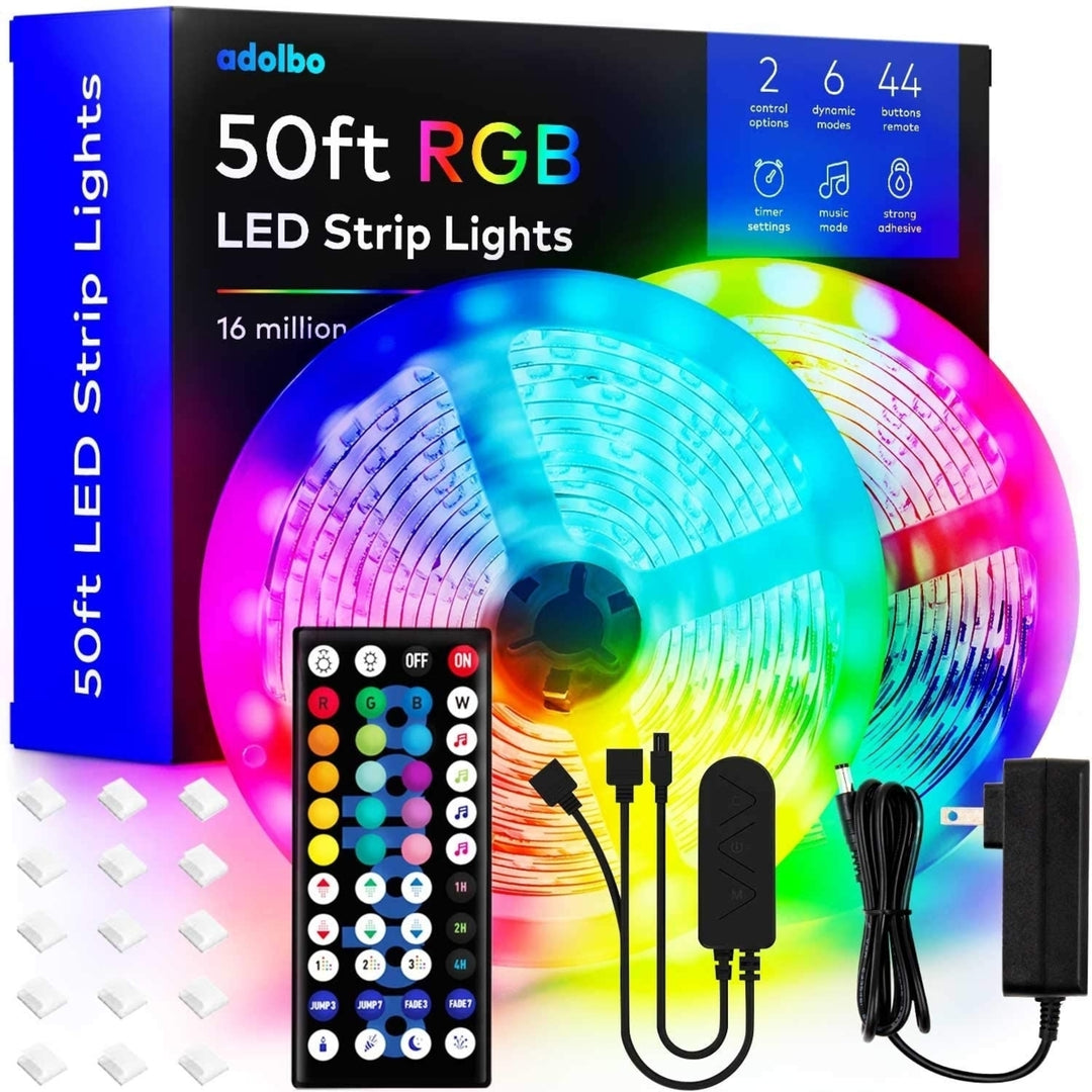 LED Light Strips 50ft RGB Lights, Music Sync Color with 44 Keys Remote (2x25ft) Image 1