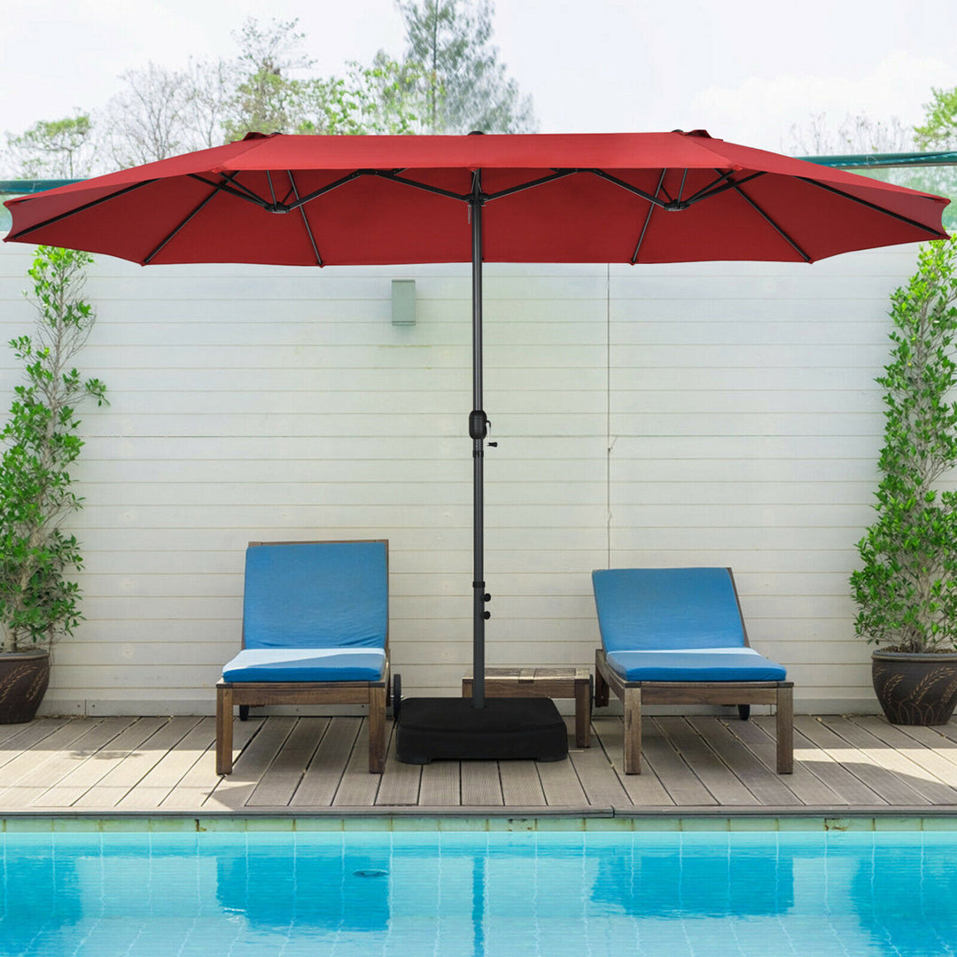 15 ft Double-Sided Patio Umbrella Market Twin Umbrella w/ Enhanced Base Image 1