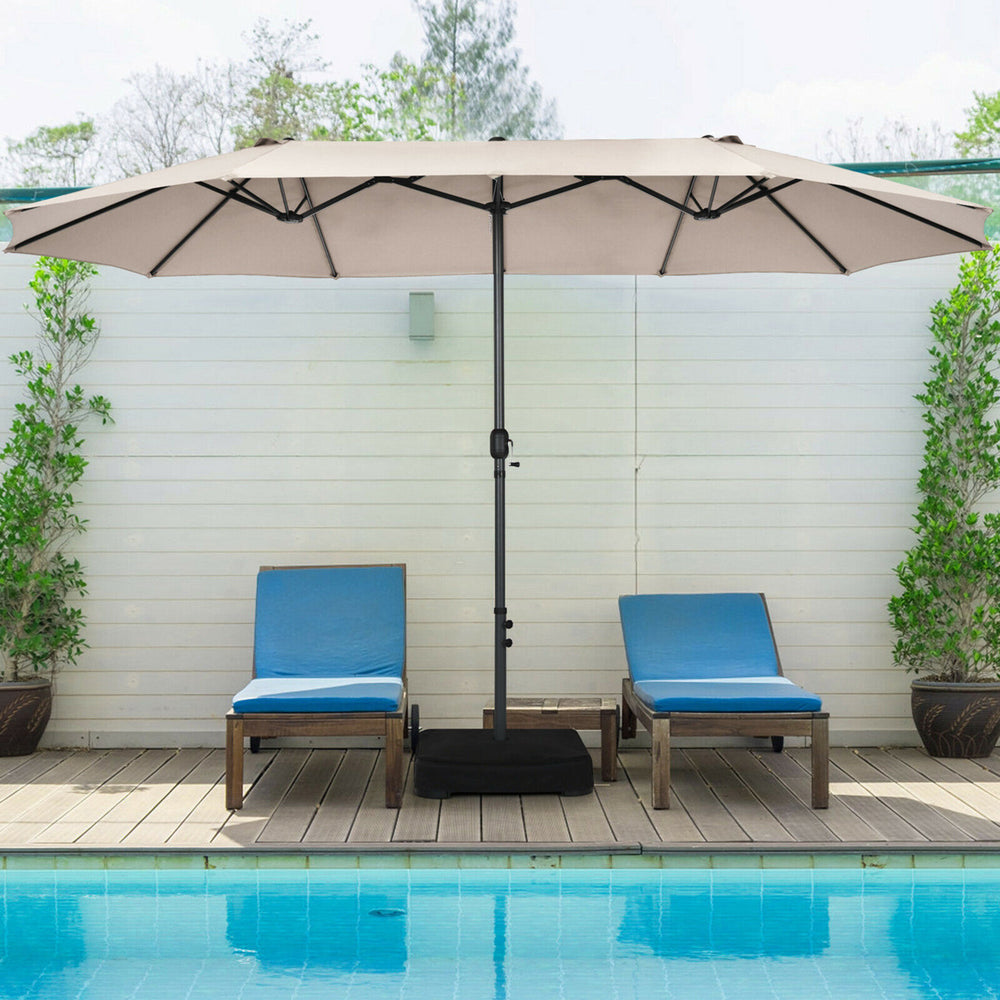 15 ft Double-Sided Patio Umbrella Market Twin Umbrella w/ Enhanced Base Image 2