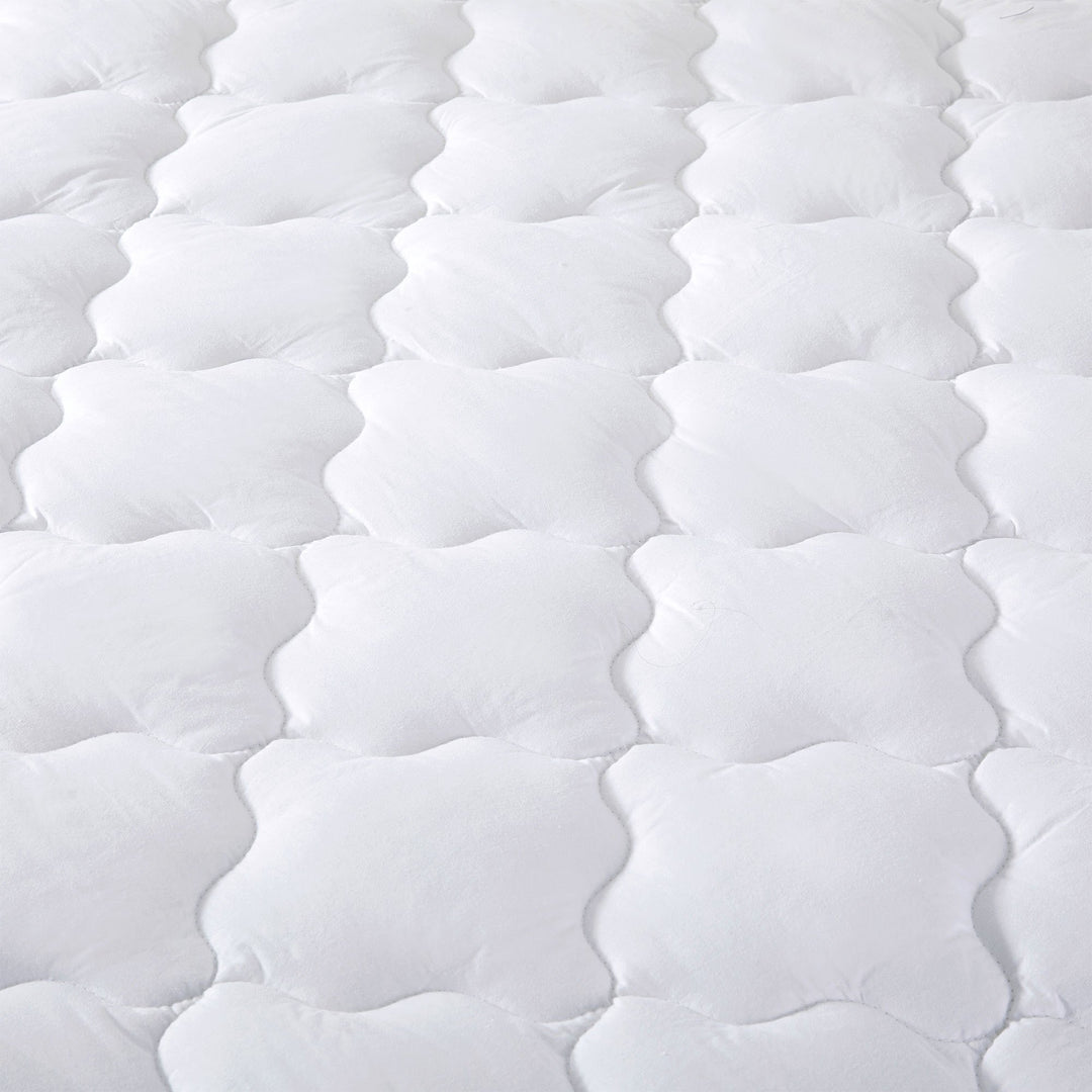 Down Alternative Mattress Pad Topper, Cotton Top, Four-Leaf Clover Pattern, White Image 6