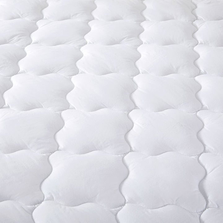 Down Alternative Mattress Pad Topper, Cotton Top, Four-Leaf Clover Pattern, White Image 6