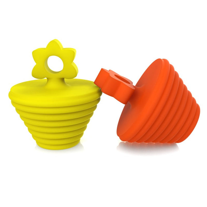 Universal Tub Stopper for Bathtub Bathroom Sink Drain Plug Bath Stopper 2 Pack - Silicone (Yellow and Orange) Image 1