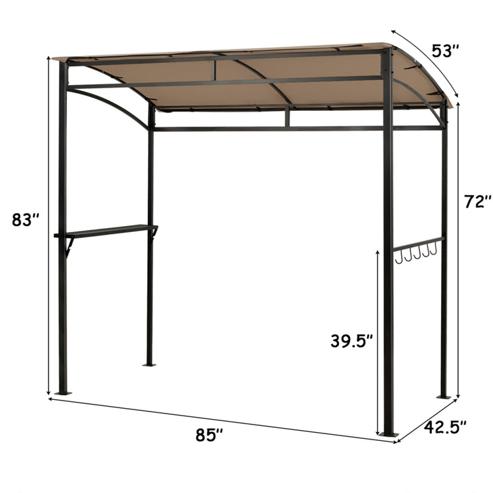 7x4.5 Grill Gazebo Outdoor Patio Garden BBQ Canopy Shelter Storage Hook Brown Image 2