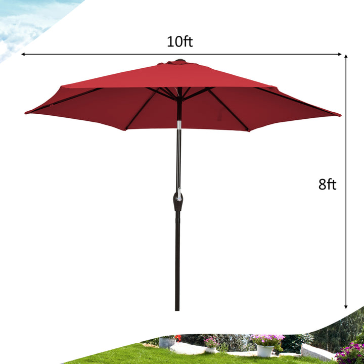 10 ft Patio Umbrella Market Table Umbrella Yard Outdoor w/ 6 Ribs Image 4