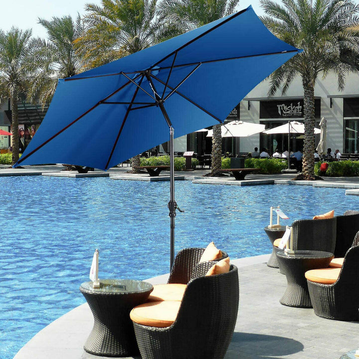 9 Ft Patio Table Market Umbrella Yard Outdoor w/ Heavy-duty Umbrella Base Image 1