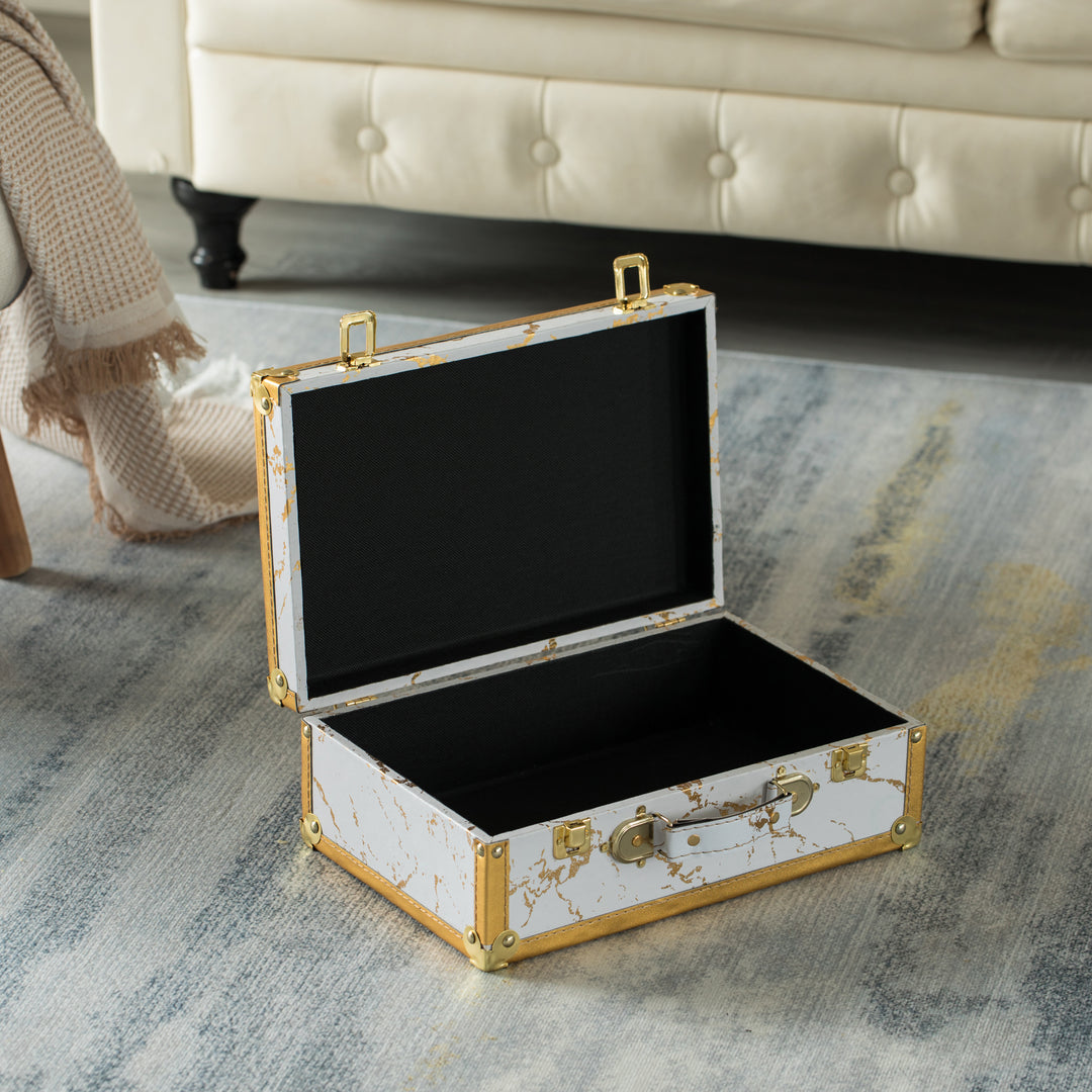 Luxury White Gold Marble Suitcase Set of 2 Decorative Storage Hand Luggage Image 7