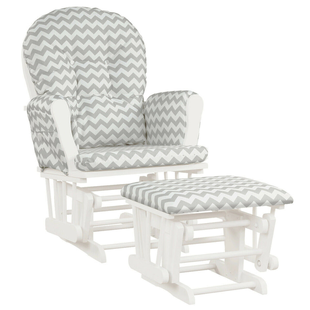 Baby Nursery Relax Rocker Rocking Chair Glider and Ottoman Set w/ Cushion Image 5