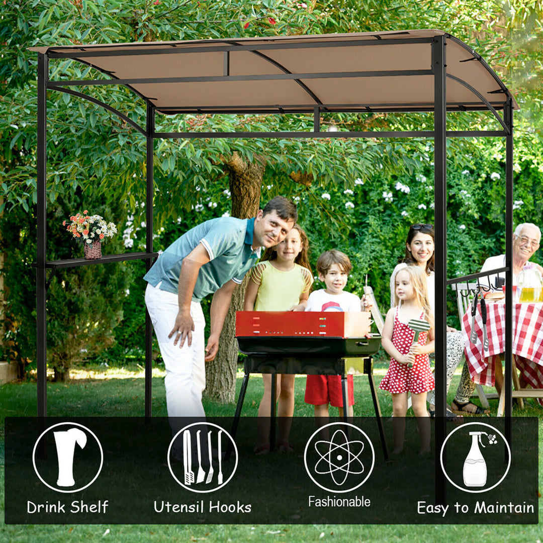 Costway 7x4.5 Grill Gazebo Outdoor Patio Garden BBQ Canopy Shelter Storage Hook Image 5