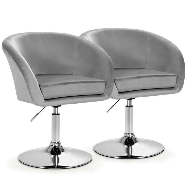 Set of 2 Modern Velvet Chair Height Adjustable Bar Stool Swivel Image 5