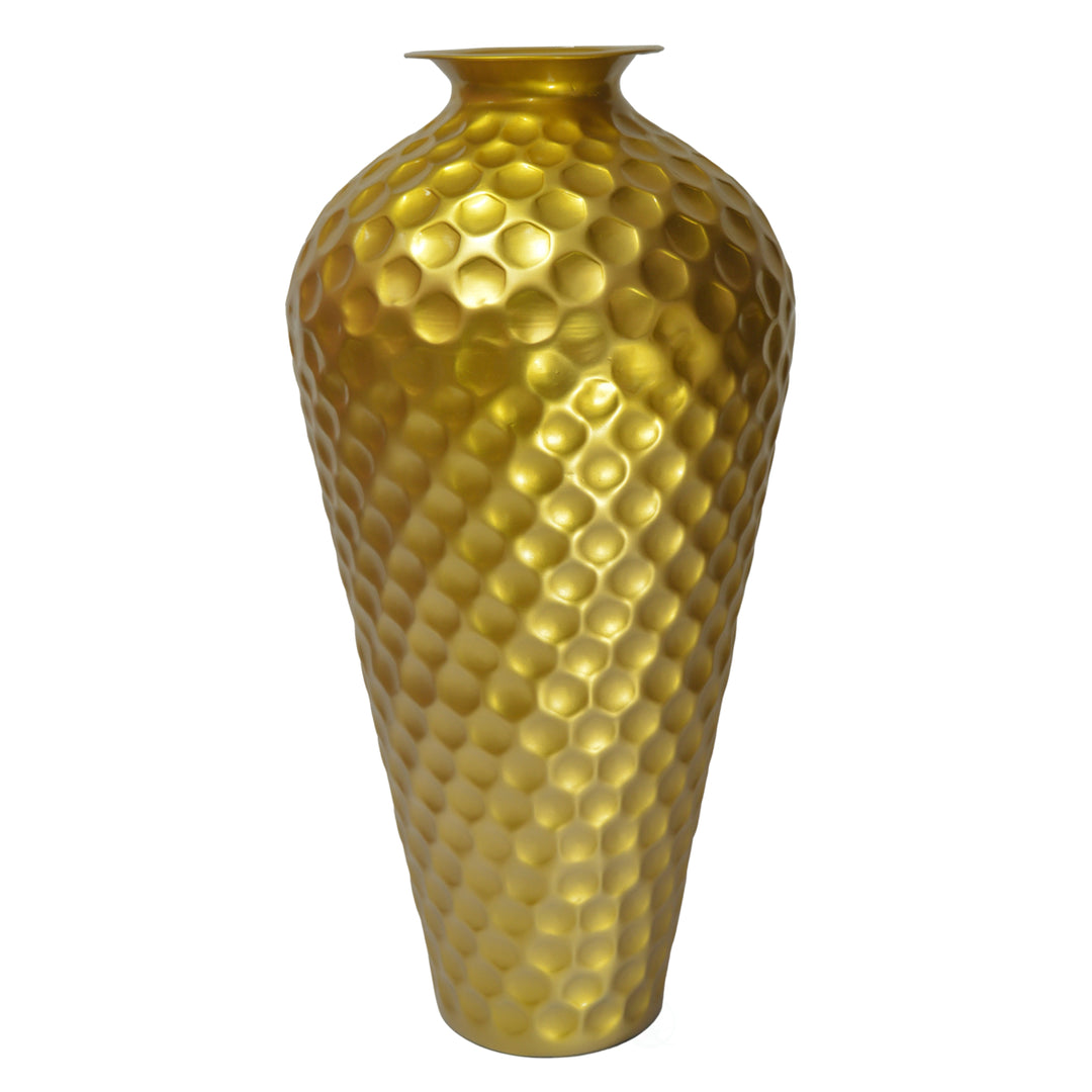 Gold Metal Hammered Floor Vase 25 Inch Tall Decorative Unique Shape for Home Image 3