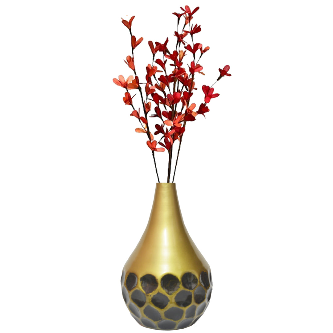 Modern Teardrop Metal Flower Vase Black Honeycomb 9" for Image 1