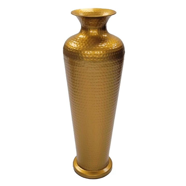 Modern Gold Metal Hammered Floor Vase 23-Inch Tall Trumpet Shape Decor Image 5