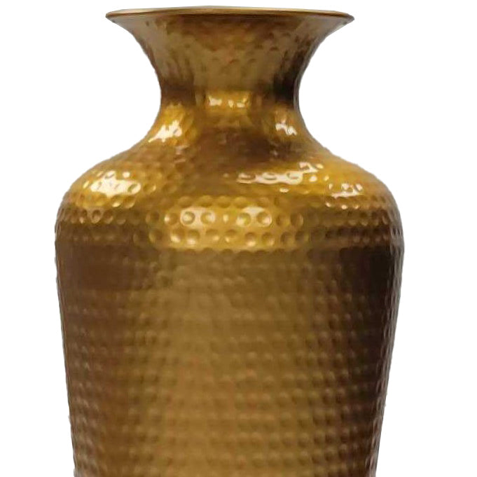 Modern Gold Metal Hammered Floor Vase 23-Inch Tall Trumpet Shape Decor Image 7