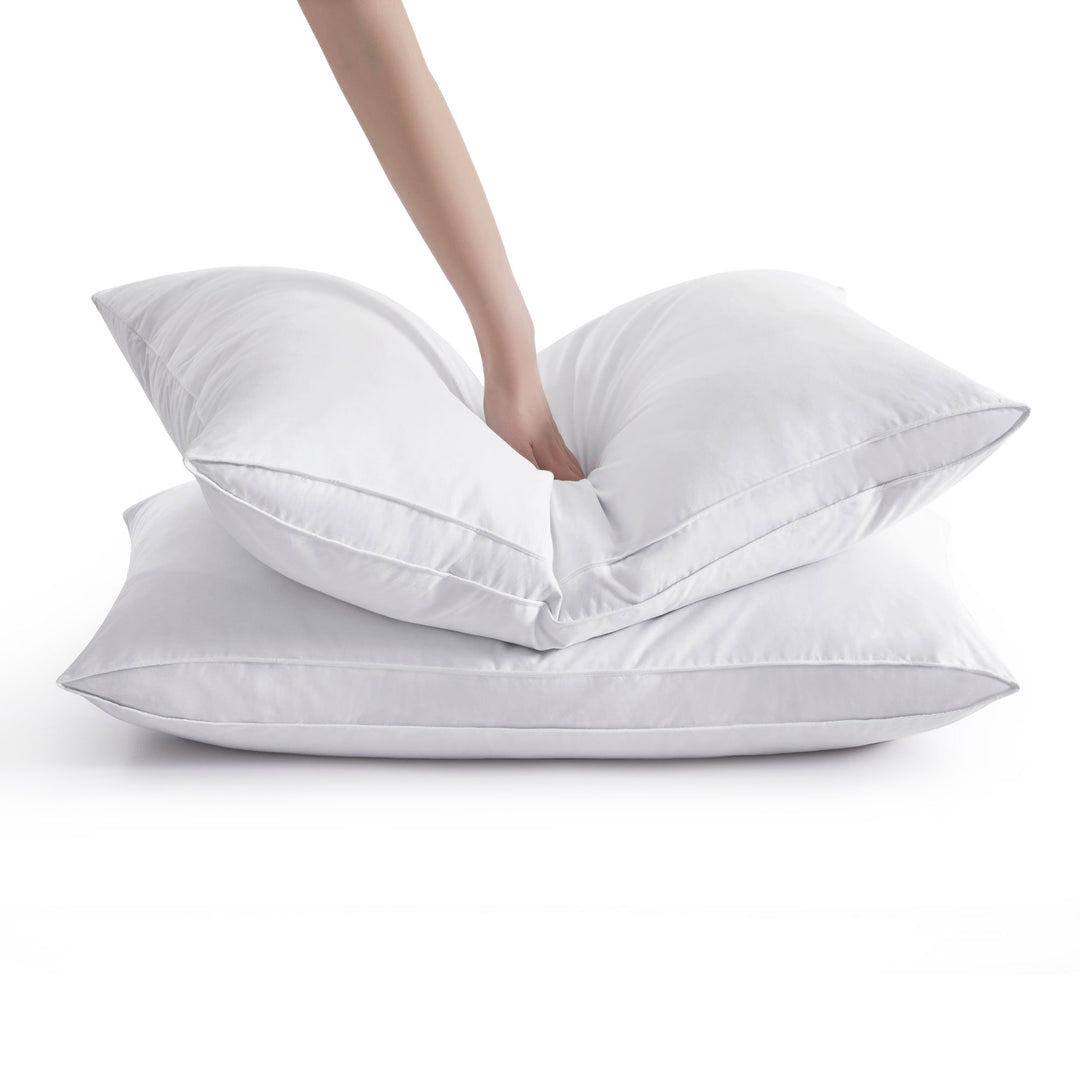2 Pack Gusseted Goose Feather Pillows-Medium Support for Side and Back Sleepers Image 5
