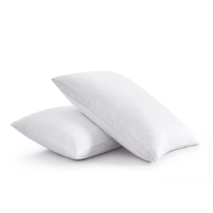 2 Pack Gusseted Goose Feather Pillows-Medium Support for Side and Back Sleepers Image 3