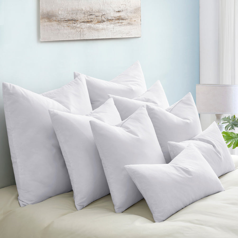 White Feather Pillows for Sleeping, Square Bed Pillows 12 x 20 inch, 18 x 18 inch, 20 x 20 inch, 26 x 26 inch, Set of 2 Image 1