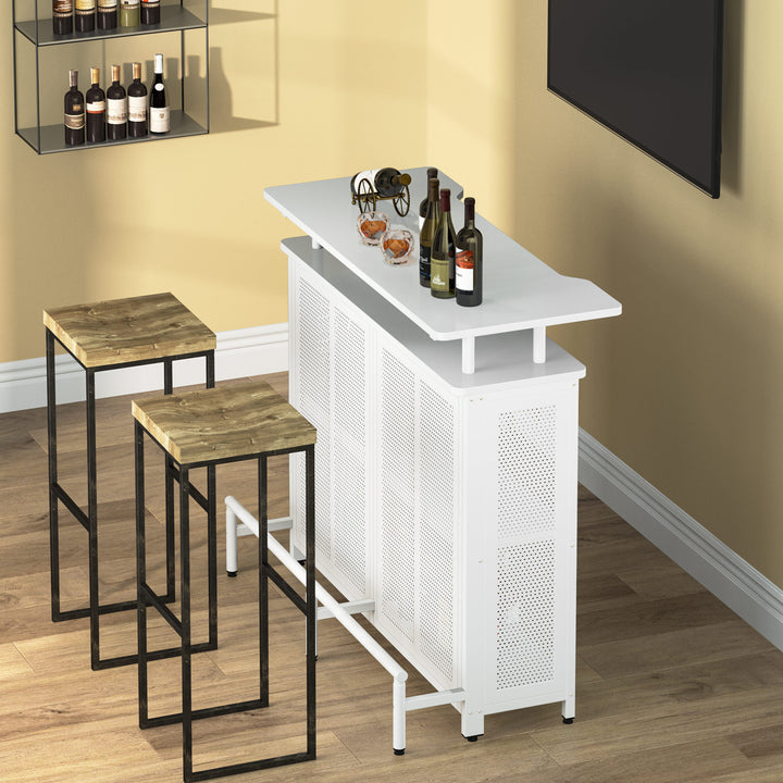 Tribesigns Home Bar Unit, 3 Tier Liquor Bar Table with Stemware Racks and Wine Storage Shelves, Wine Bar Cabinet Mini Image 8