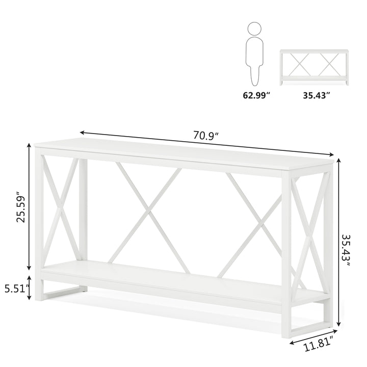 Tribesigns 70.9 Inch Industrial Sofa Console Table Black Steel Rustic Wood Image 7