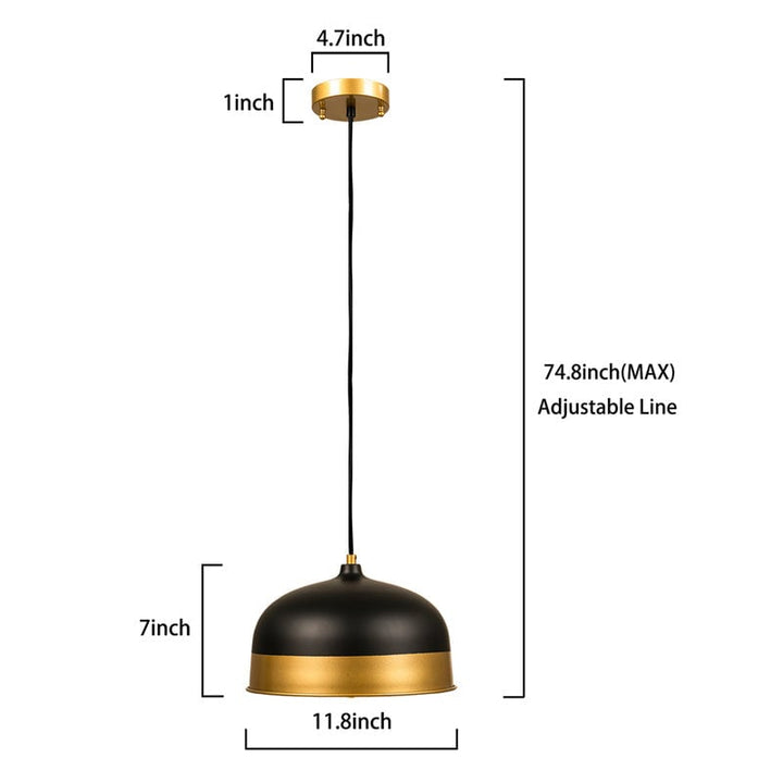 ExBrite Modern Chandelier Adjustable Height Black Gold Industrial Pendant Light Image 2