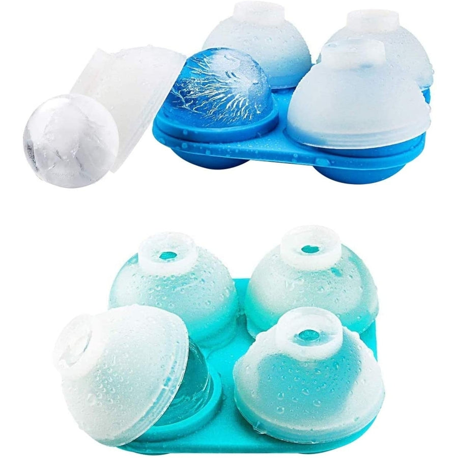 Silicone Sphere Ice Cube Trays with Lids, Creates 8 Giant Sphere Ice Cubes, BPA Free, Ice Ball Maker Image 1