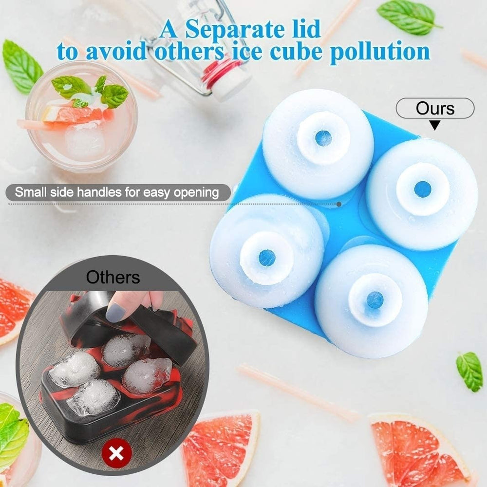 Silicone Sphere Ice Cube Trays with Lids, Creates 8 Giant Sphere Ice Cubes, BPA Free, Ice Ball Maker Image 2