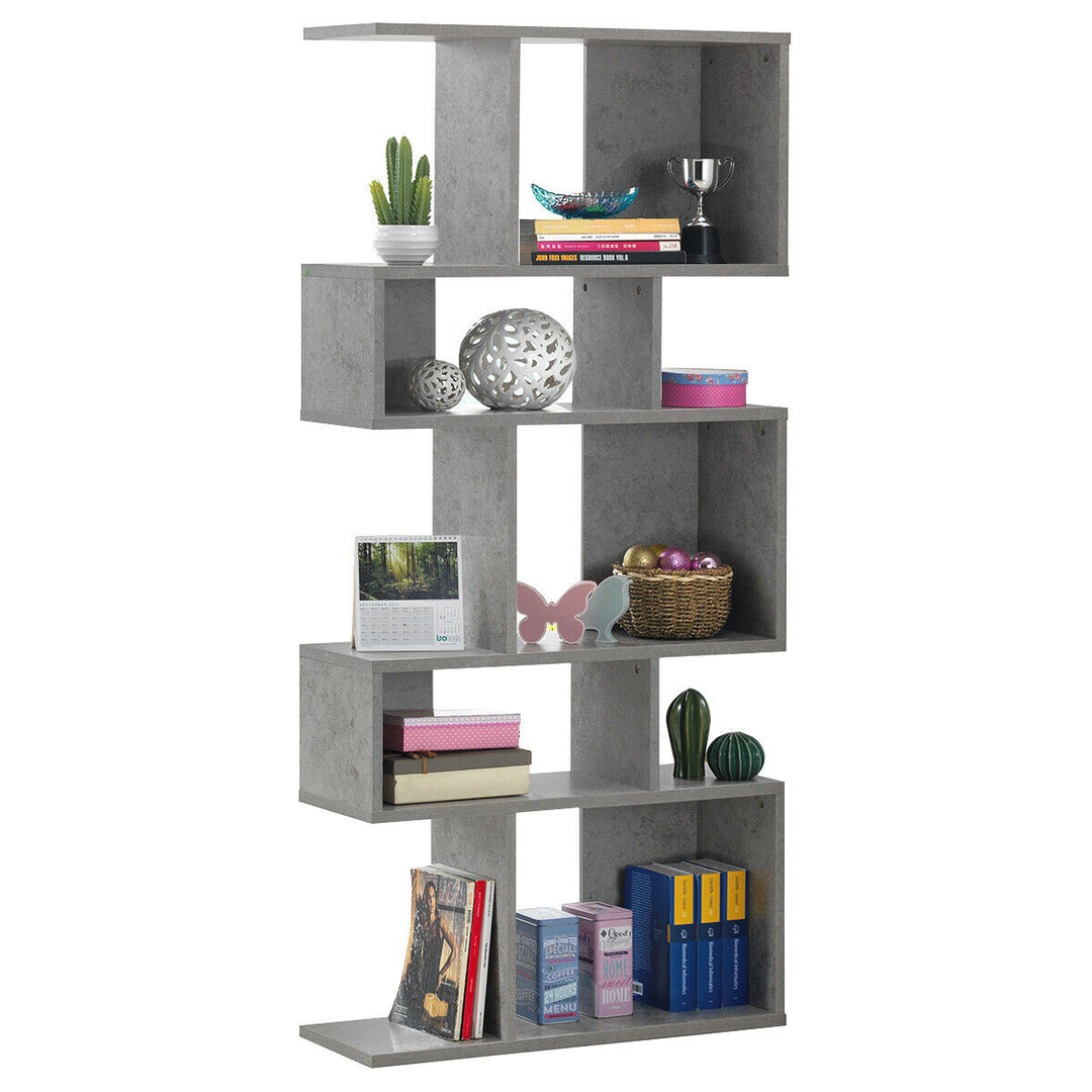 5 Cubes Ladder Shelf Freestanding Corner Bookshelf Display Rack Bookcase Image 6