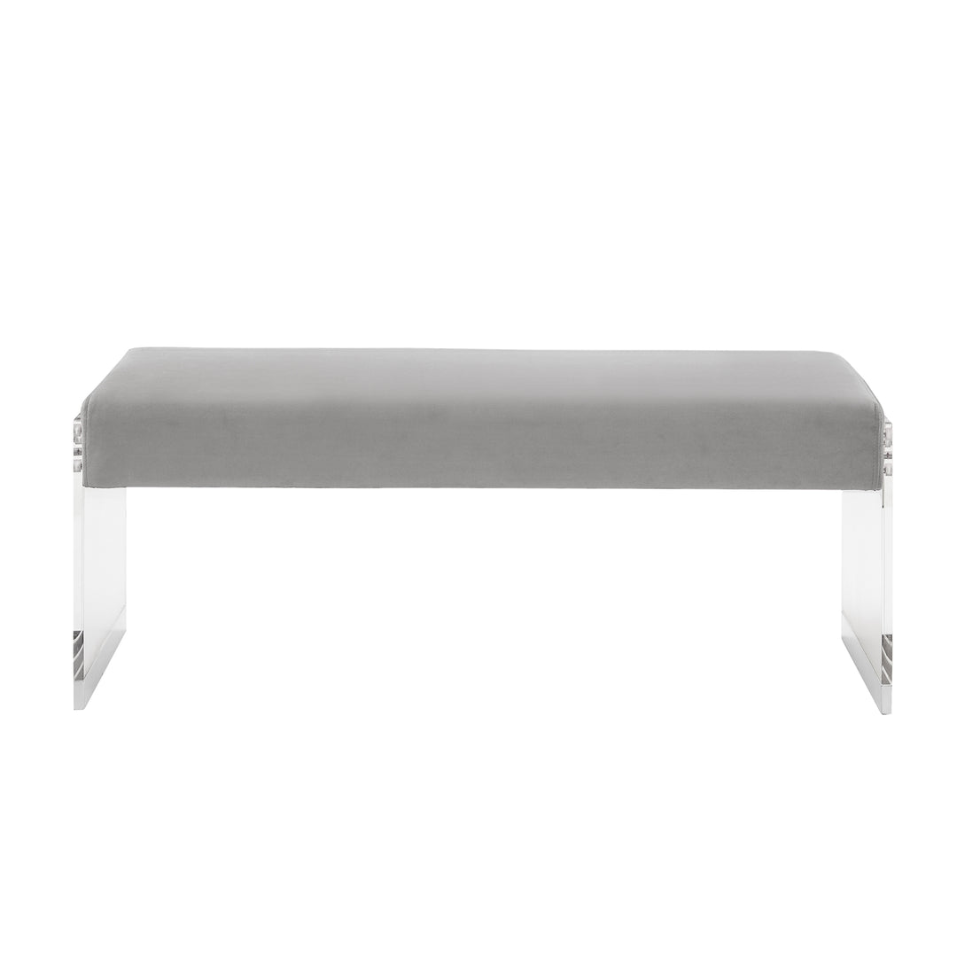 Hiram Bench-Upholstered-Acrylic Base with Metal Detail-Flat Seat Image 6