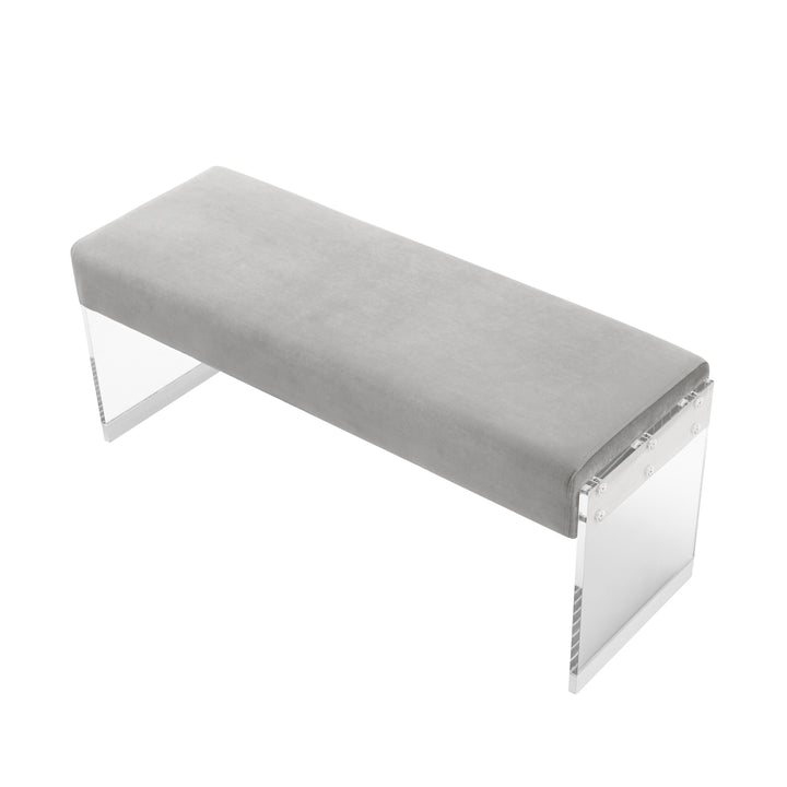 Hiram Bench-Upholstered-Acrylic Base with Metal Detail-Flat Seat Image 7