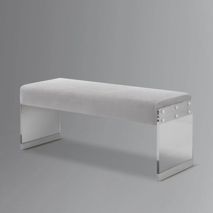 Hiram Bench-Upholstered-Acrylic Base with Metal Detail-Flat Seat Image 9