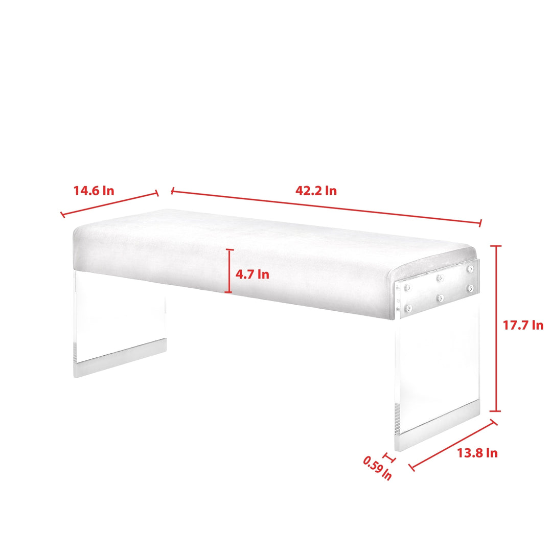 Hiram Bench-Upholstered-Acrylic Base with Metal Detail-Flat Seat Image 10