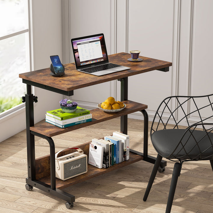 Tribesigns C Table with Wheels Height Adjustable Portable Laptop Side Table Image 4