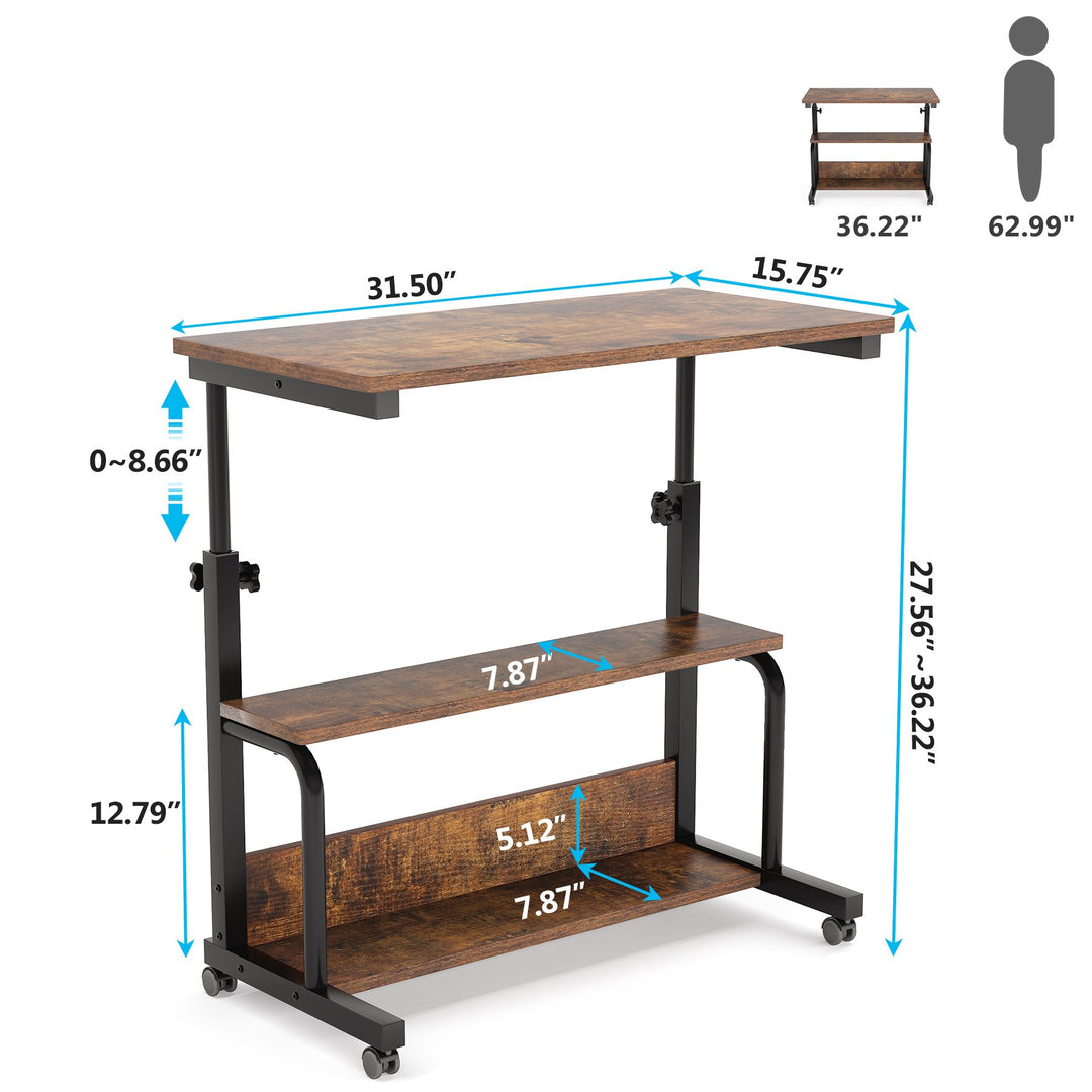 Tribesigns C Table with Wheels Height Adjustable Portable Laptop Side Table Image 6