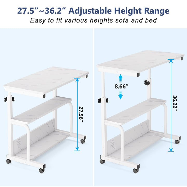 Tribesigns C Table with Wheels Height Adjustable Portable Laptop Side Table Image 10