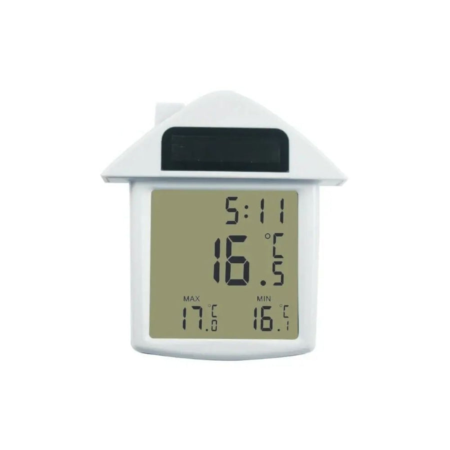 AcuRite Solar Powered Window Thermometer with Digital Clock, Daily High and Low Temperatures, Reversible Design, Image 1