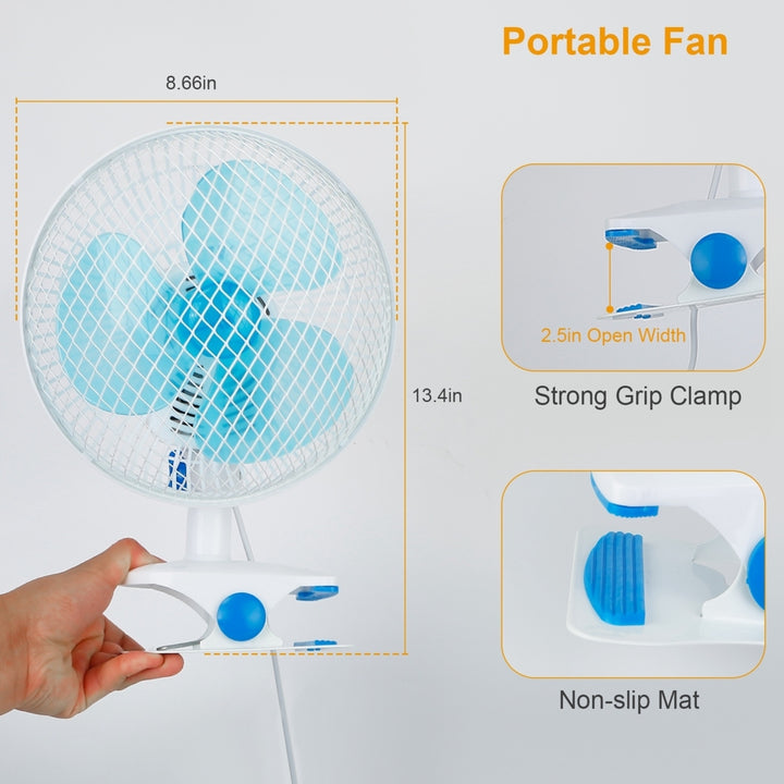 Clip On Fan Quiet 2 Speed Adjustable Tilt Auto Shaking Wall Mount White 20W Image 2