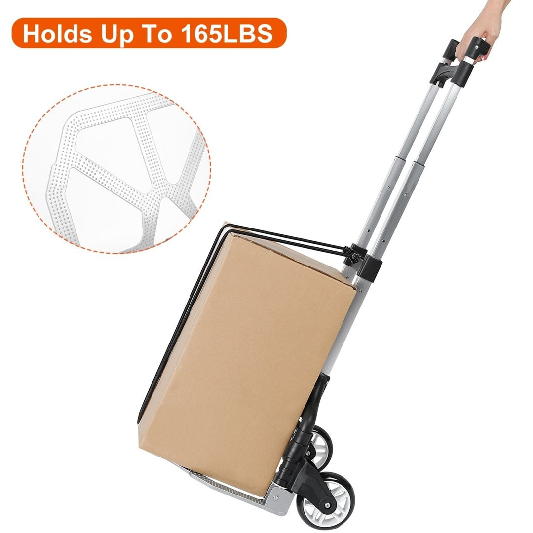 Folding Luggage Cart Portable Hand Truck Aluminum 165LBS Adjustable Height Black Image 4