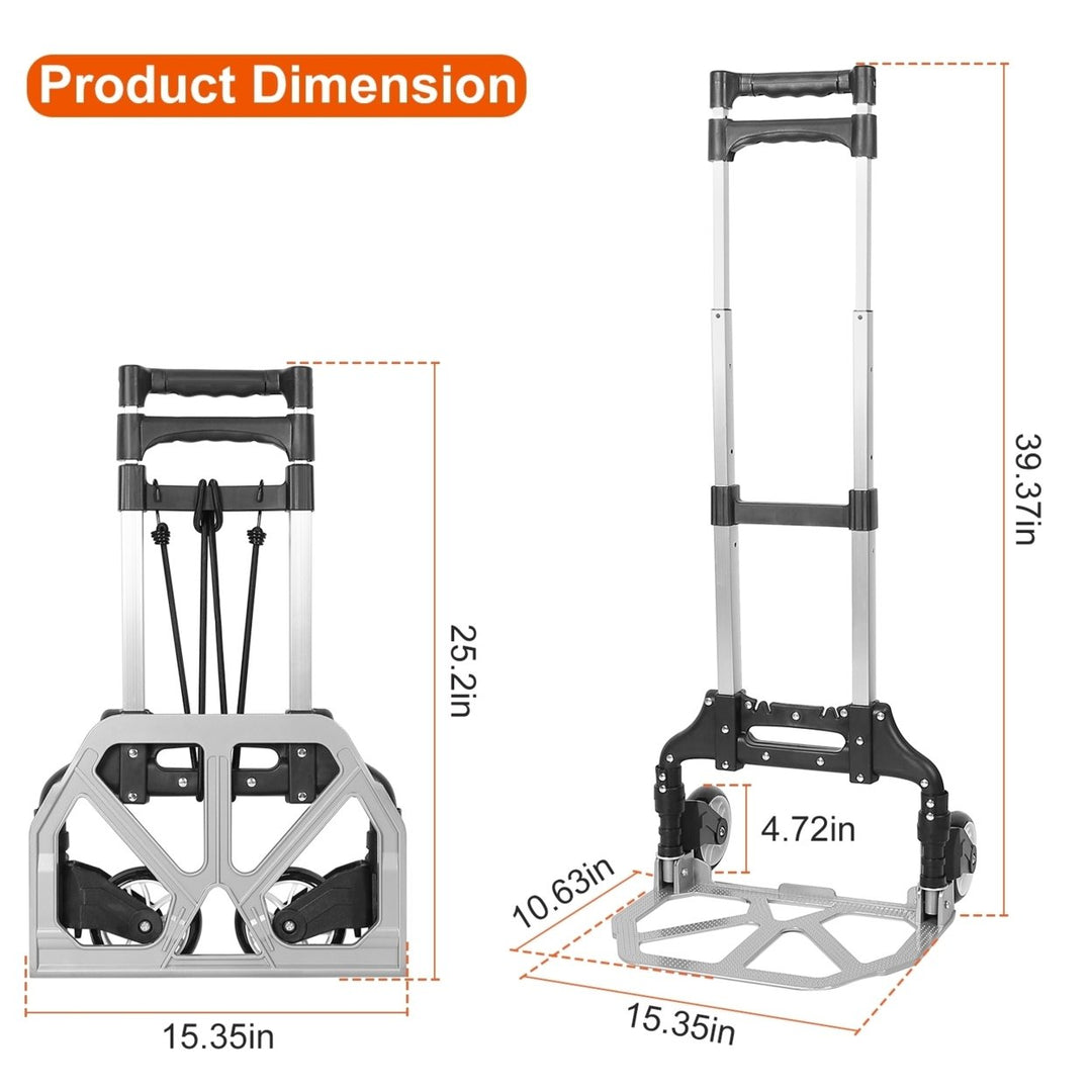 Folding Luggage Cart Portable Hand Truck Aluminum 165LBS Adjustable Height Black Image 7