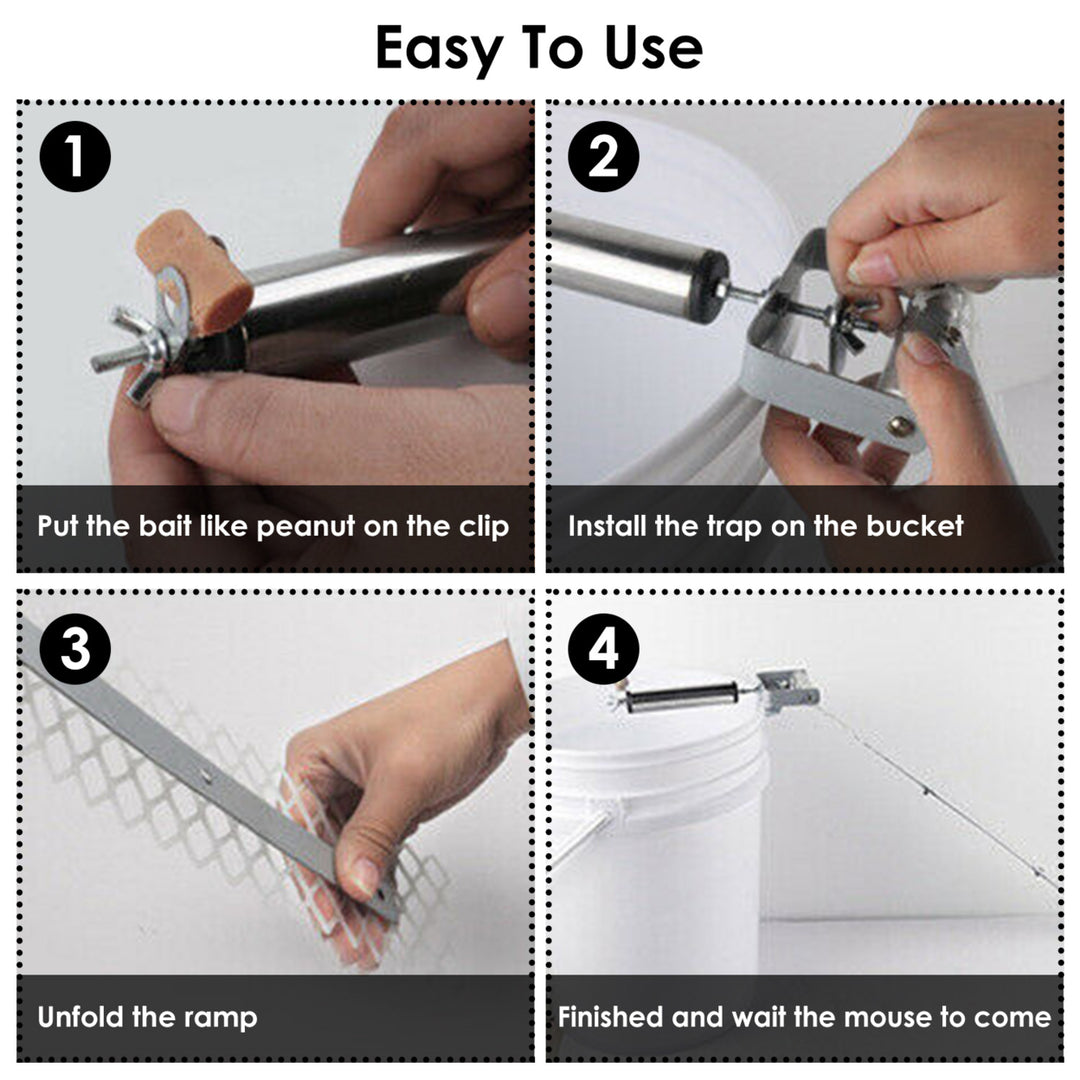 Reusable Silver Mouse Rat Killer Trap 19.69in Ramp Rolling Design Easy Clean Image 4