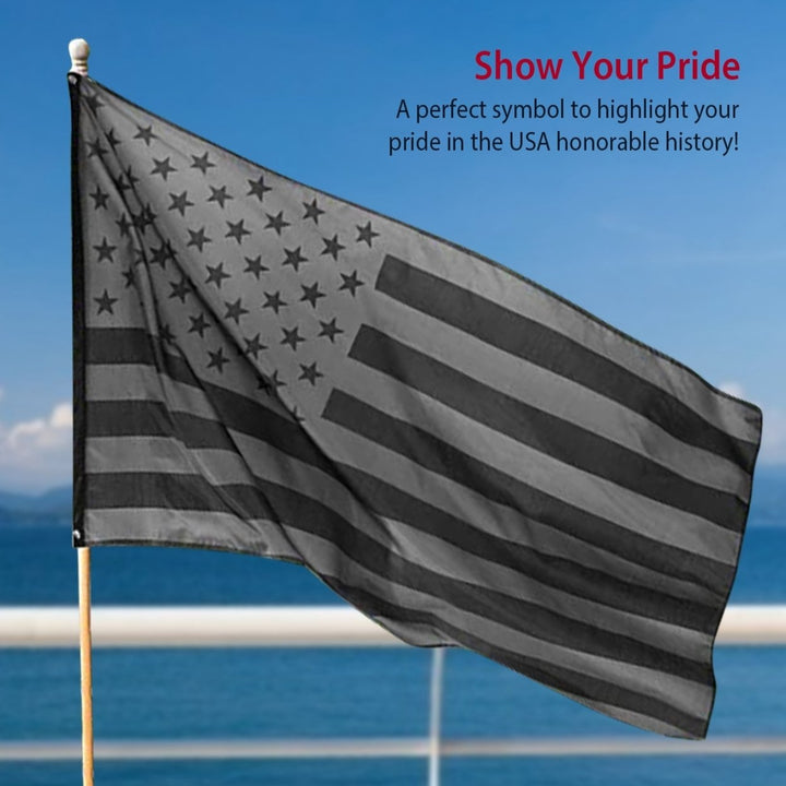 All Black American Flag 3x5FT Double Sided UV Resistant Polyester Flag Image 2